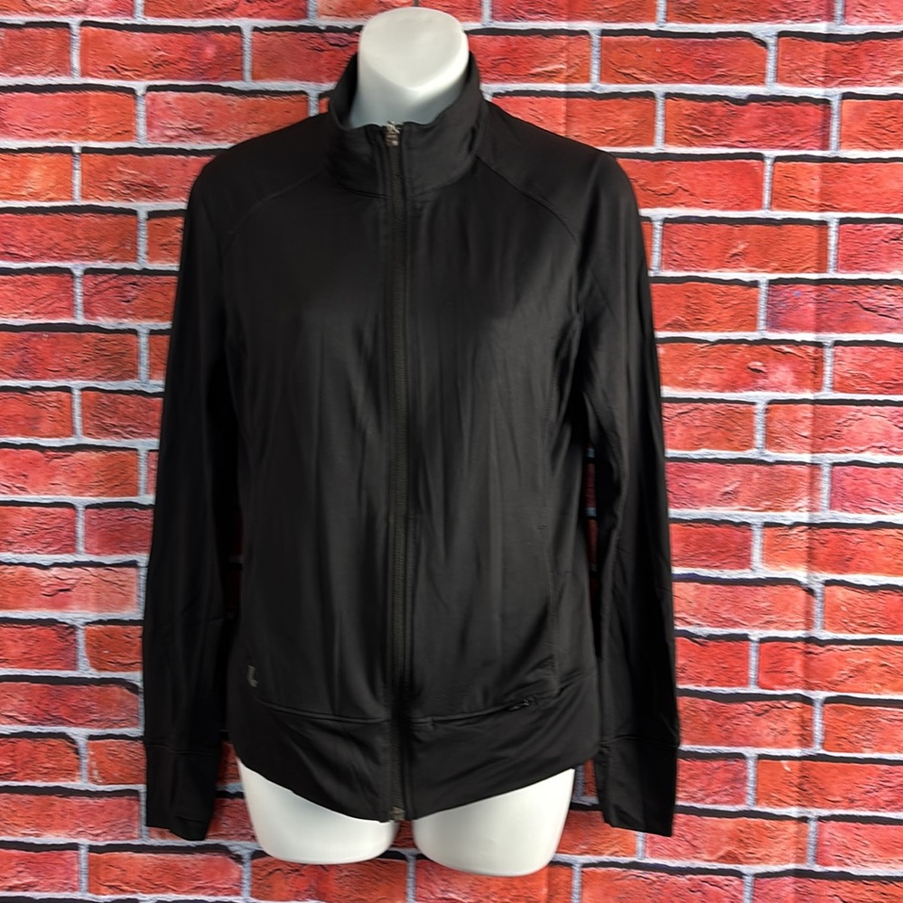 Lole Full Zip Performance Moisture Wicking Back Sheer Panel Jacket in Black MED